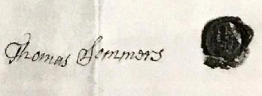 Thomas' signature and seal